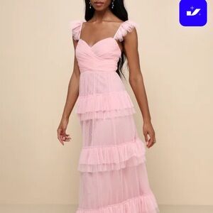 Lulu's Blush Pink Tiered Maxi Dress